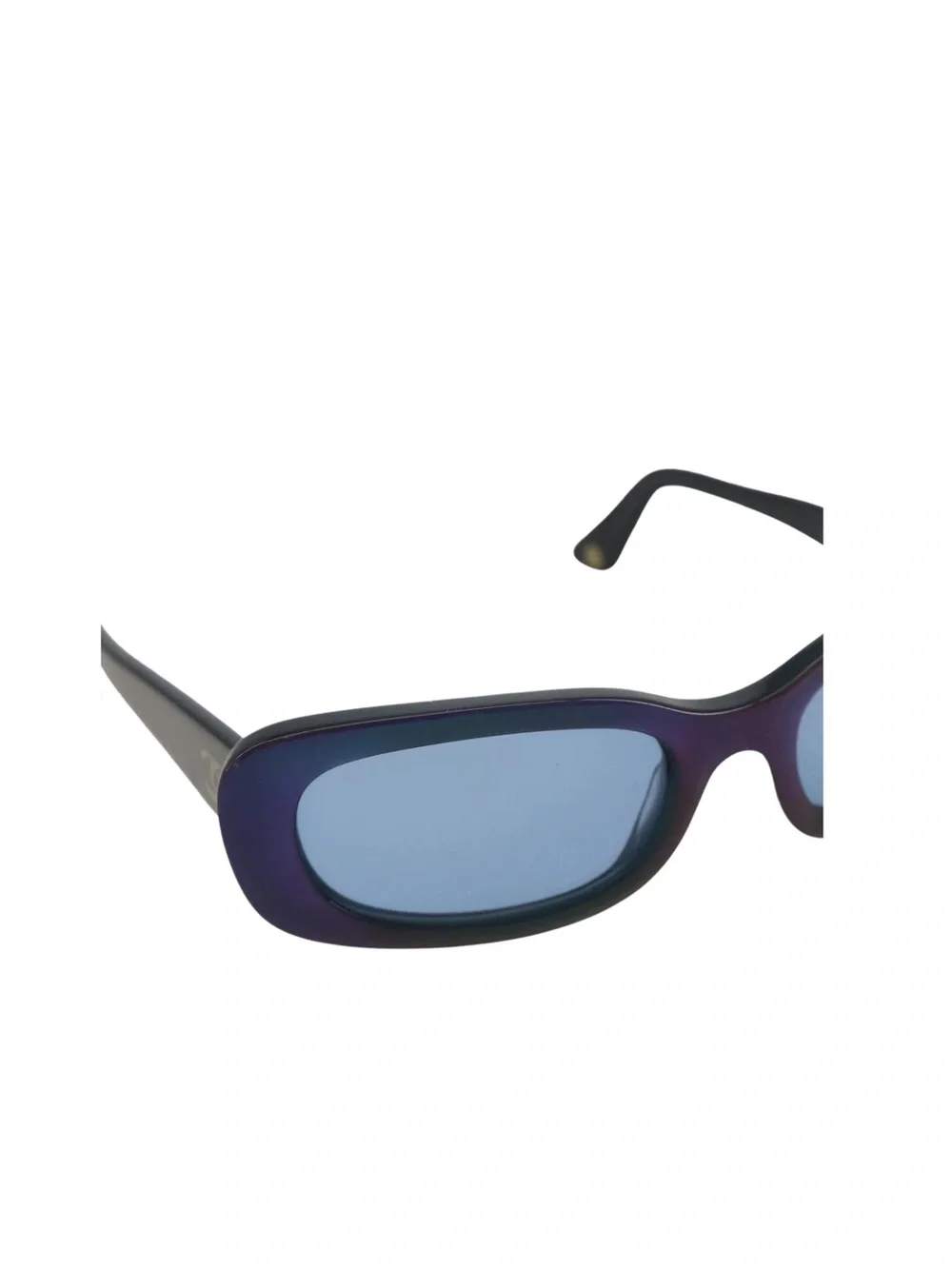 CHANEL Purple-Tone Rectangular Women's Sunglasses with Light Blue Lenses